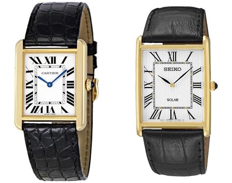 seiko cartier tank style watch